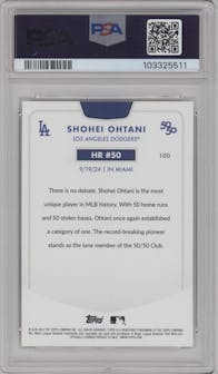 Shohei Ohtani from the 2024 Topps 50/50 set graded by PSA and given an overall grade of 9.