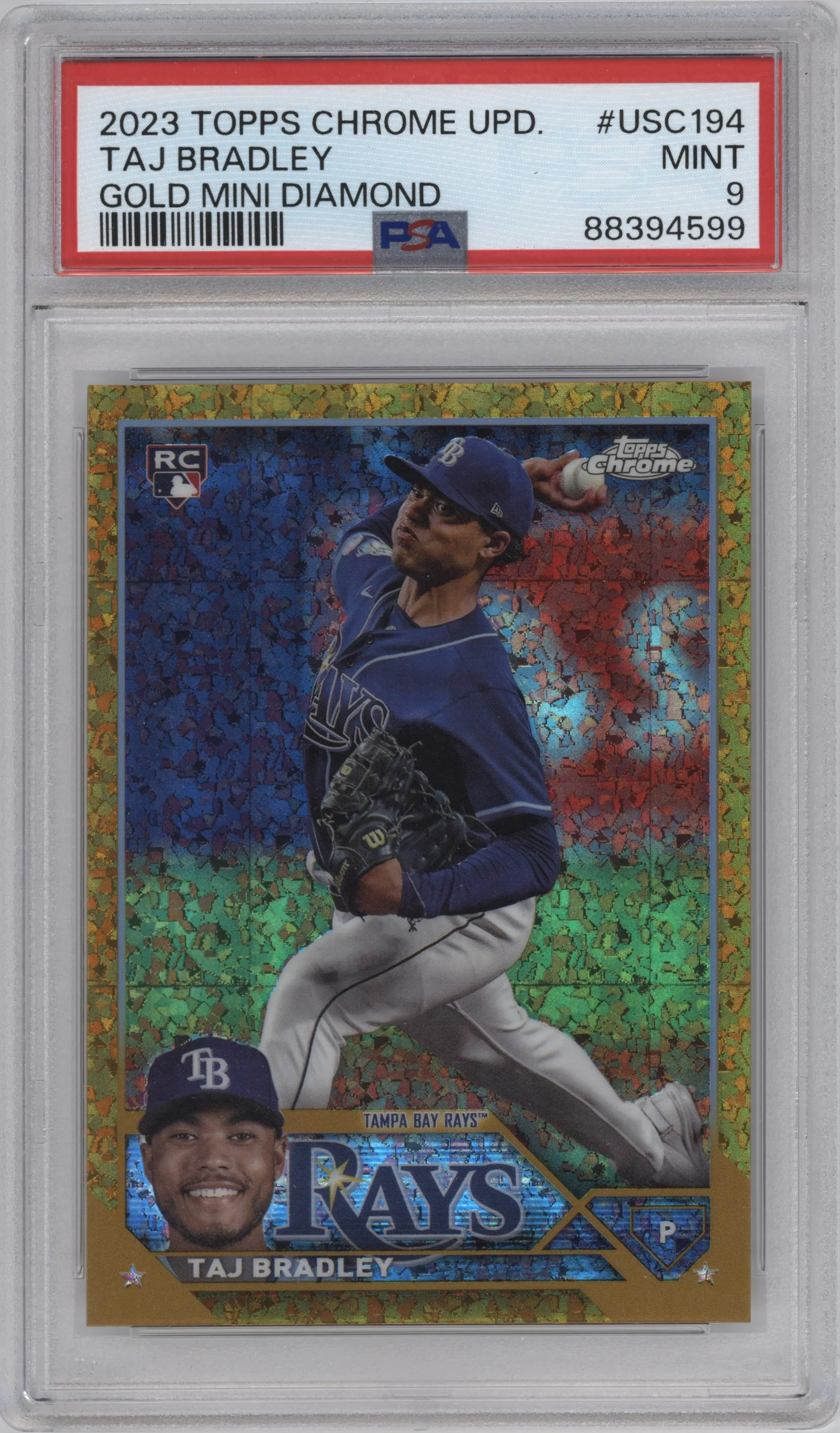 2023 Topps Chrome Update Taj Bradley Gold Mini Diamond Refractor PSA 9