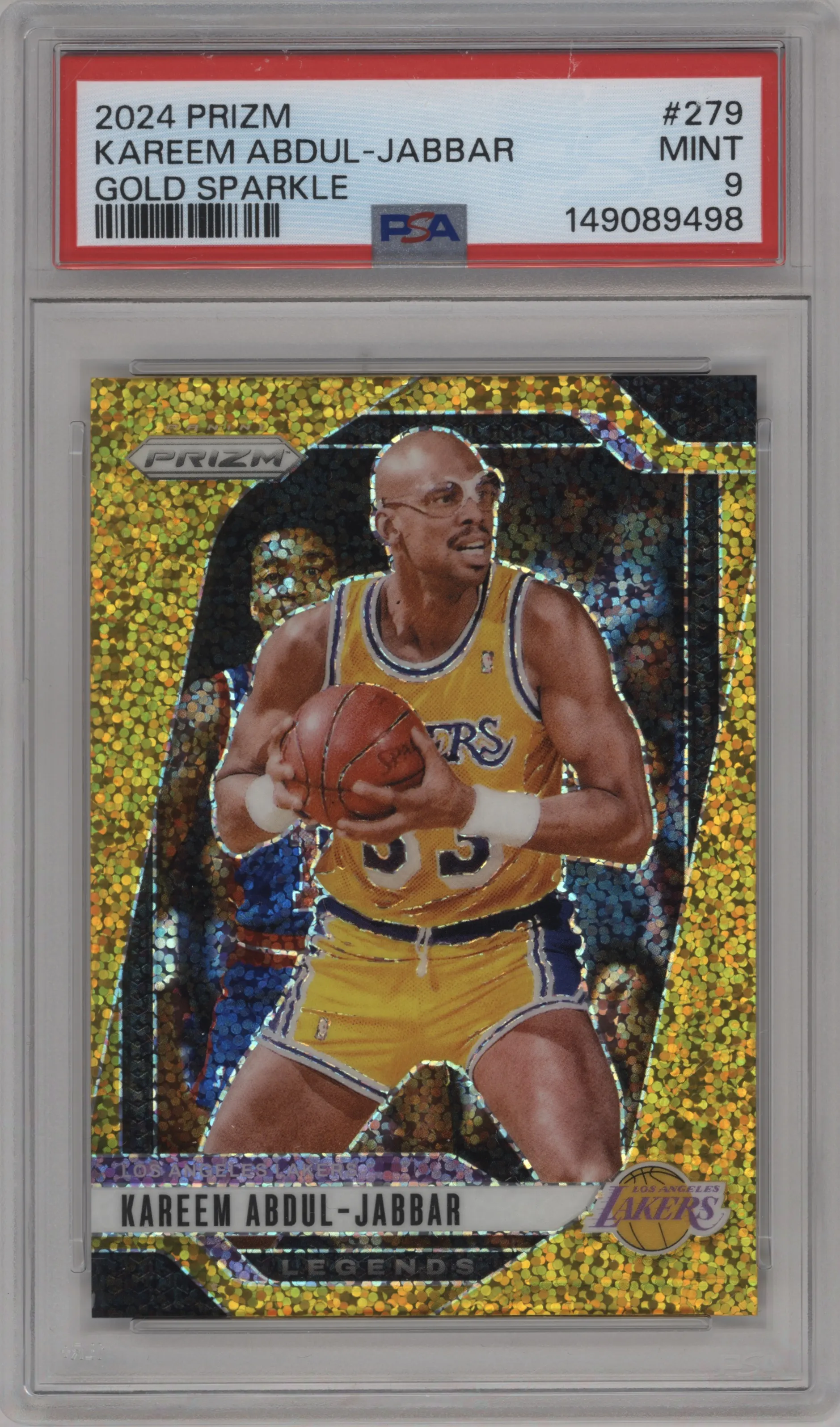 2024 Panini Prizm Kareem Abdul-Jabbar Gold Sparkle #279 PSA 9