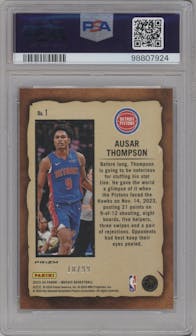 Ausar Thompson from the 2023-24 Panini Mosaic set featuring a Purple Mosaic parallel graded by PSA and given an overall grade of 10.