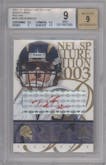 Drew Brees from the 2003 Upper Deck SP Signature Edition set featuring a Red Ink parallel graded by Beckett and given an overall grade of 9.