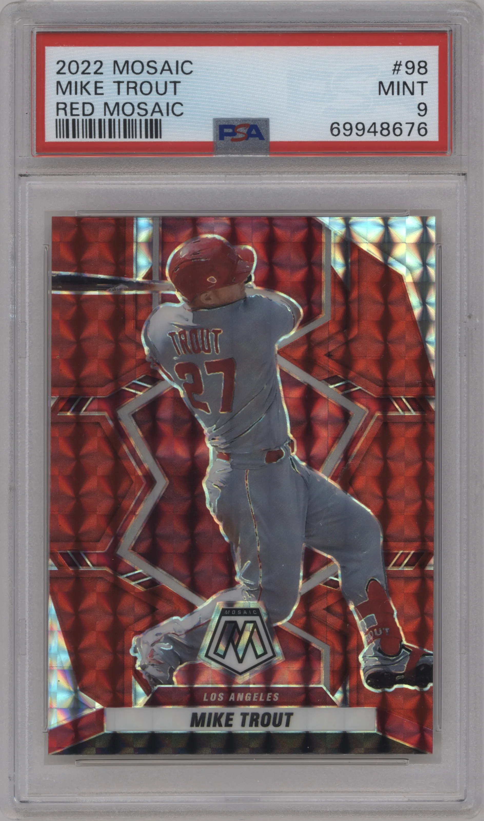 2022 Panini Mosaic Mike Trout Red Mosaic #98 PSA 9