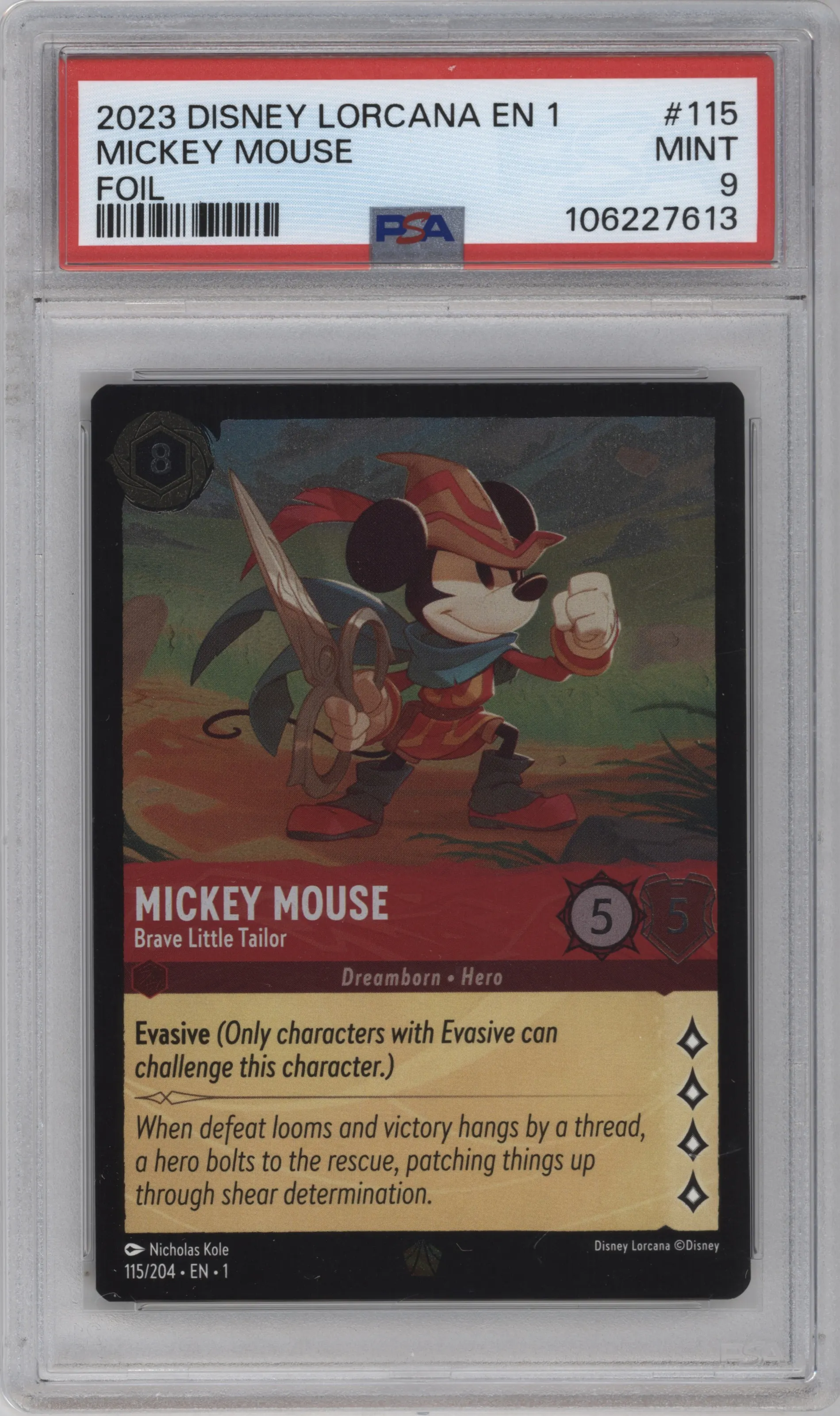 2023 Disney Lorcana The First Chapter Mickey Mouse Legendary Foil #115 PSA 9