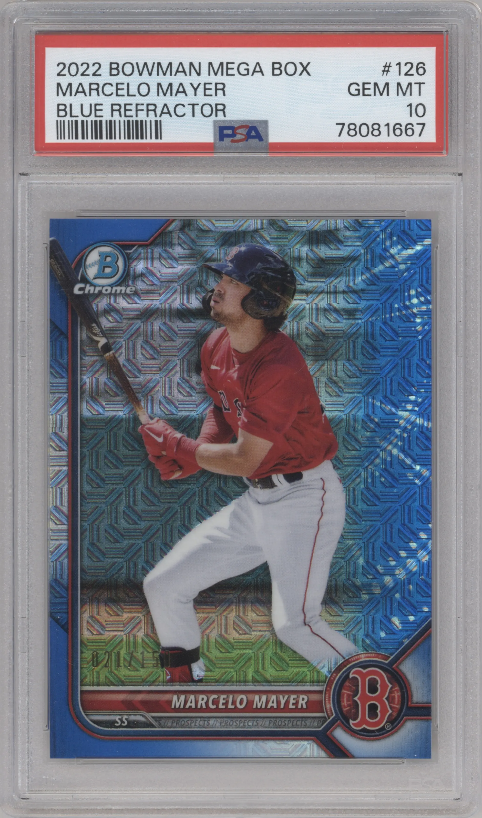 2022 Bowman Mega Box Chrome Marcelo Mayer Blue Refractor #BCP-126 PSA 10