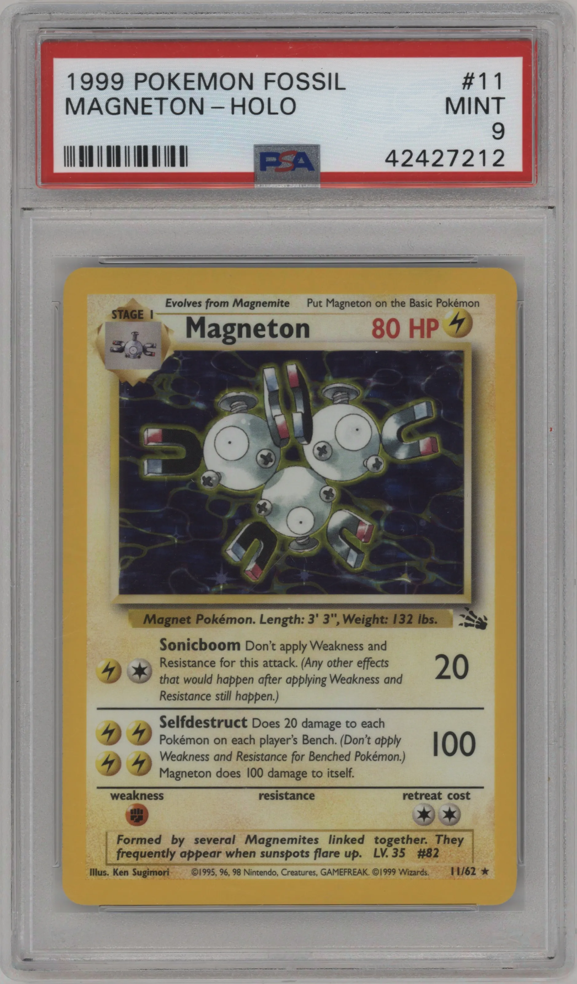 1999 Pokemon Fossil Magneton #11 PSA 9