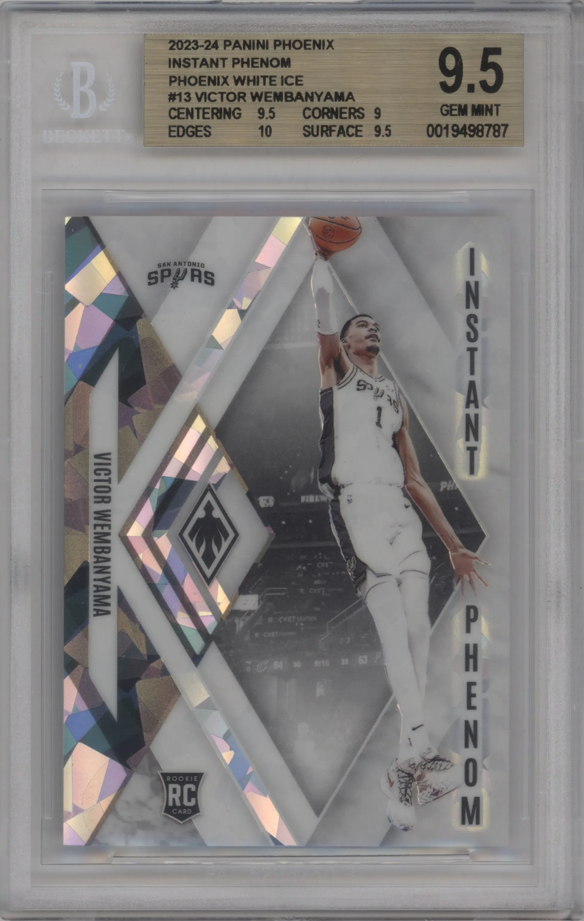 2023 Panini Phoenix Instant Phenom Victor Wembanyama White Ice #13 BGS 9.5