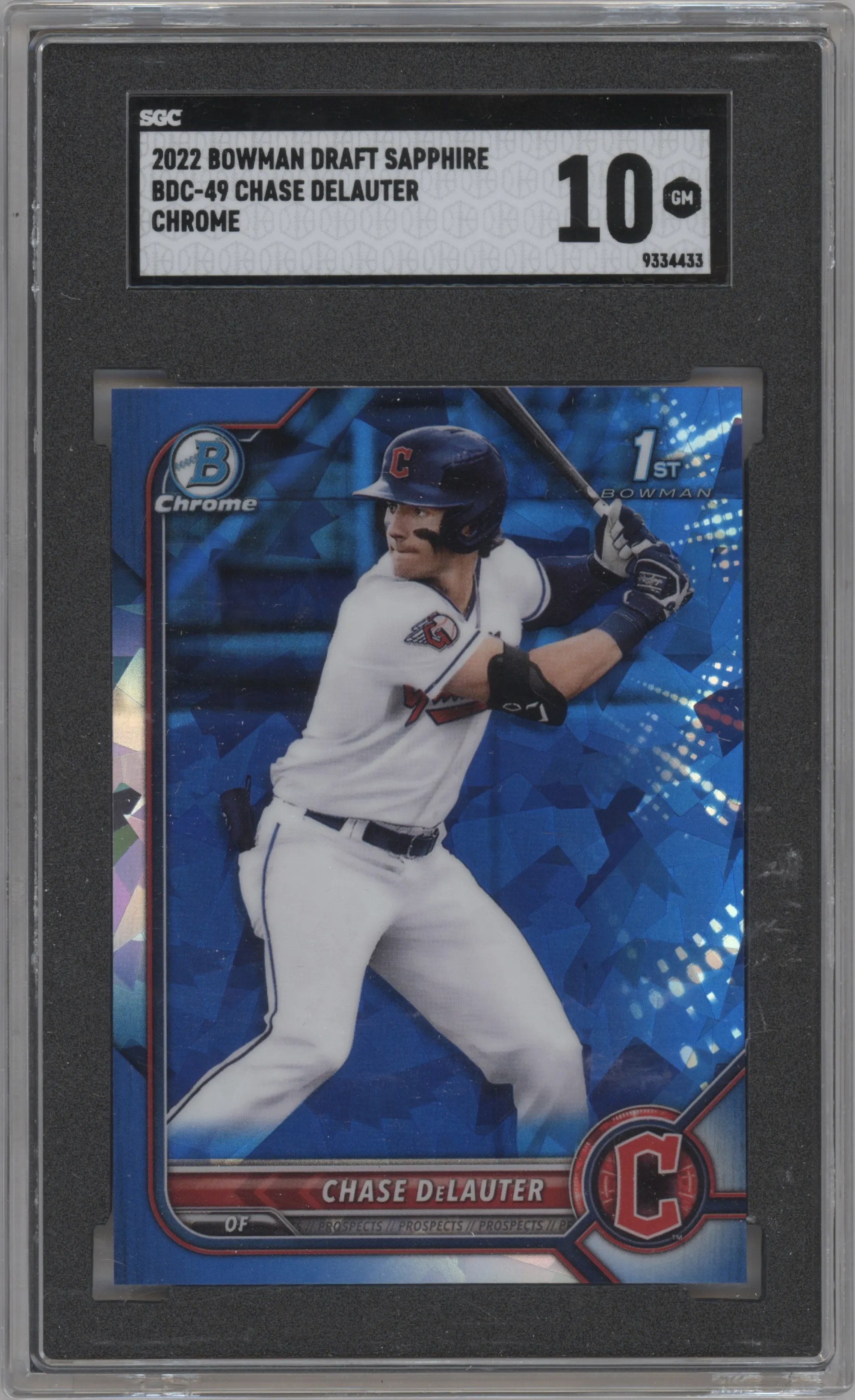 2022 Bowman Draft Sapphire Edition Chrome Chase DeLauter SGC 10