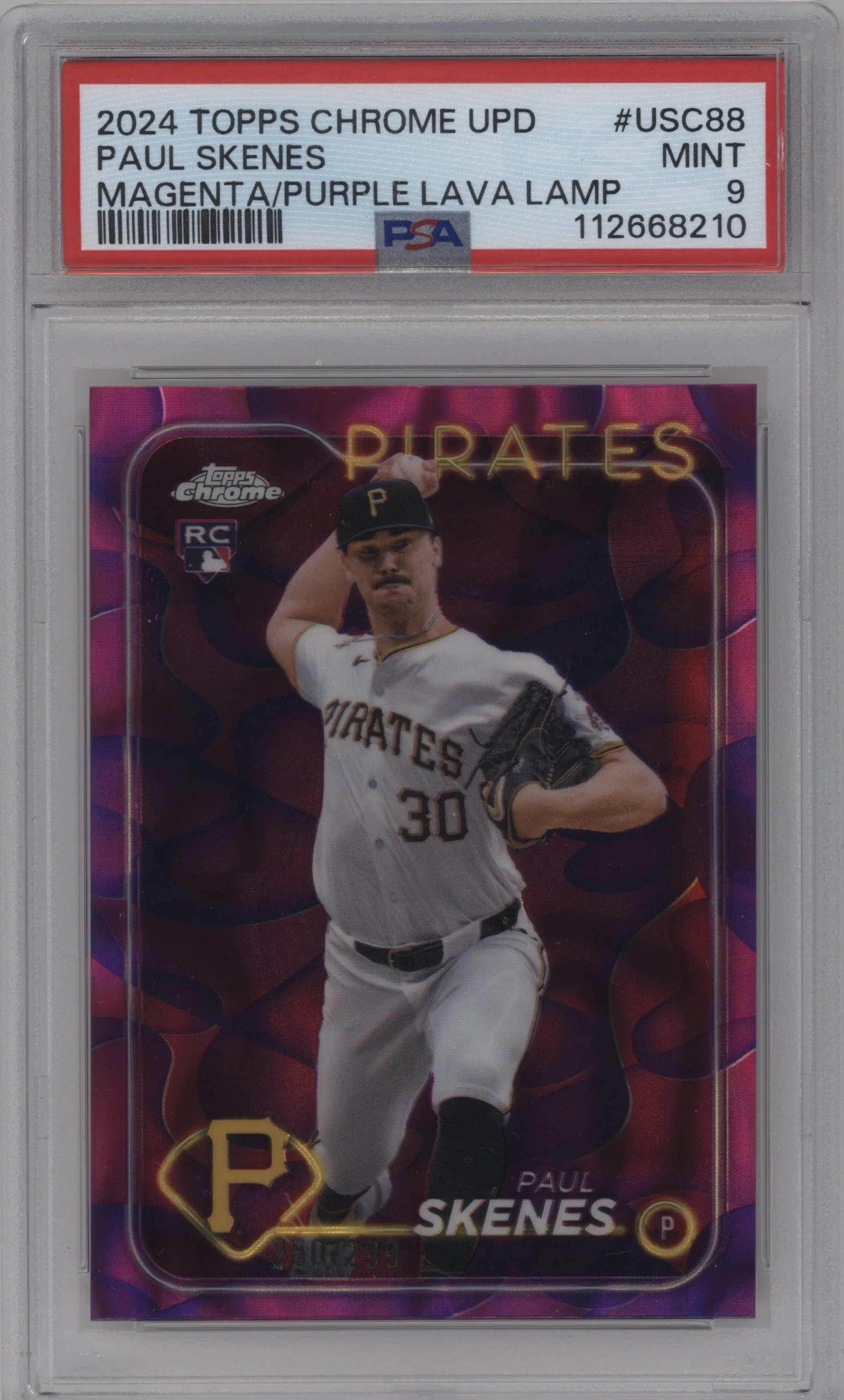 2024 Topps Chrome Update Paul Skenes Magenta/Purple Lava Lamp Refractors #USC88 PSA 9
