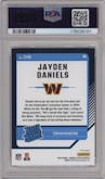 Jayden Daniels from the 2024 Donruss Optic set featuring a Purple Shock parallel graded by PSA and given an overall grade of 9.