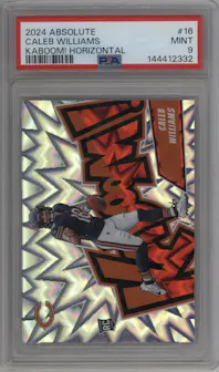 Caleb Williams  from the 2024 Panini Absolute set graded by PSA and given an overall grade of 9.