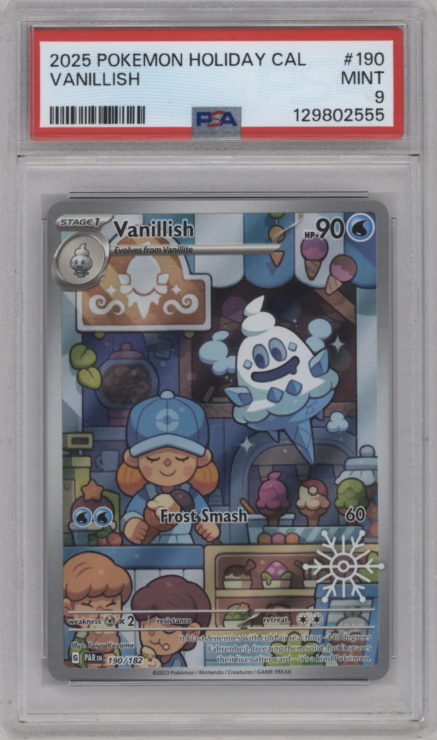2025 Pokemon Holiday Calendar Paradox Rift Vanillish PSA 9