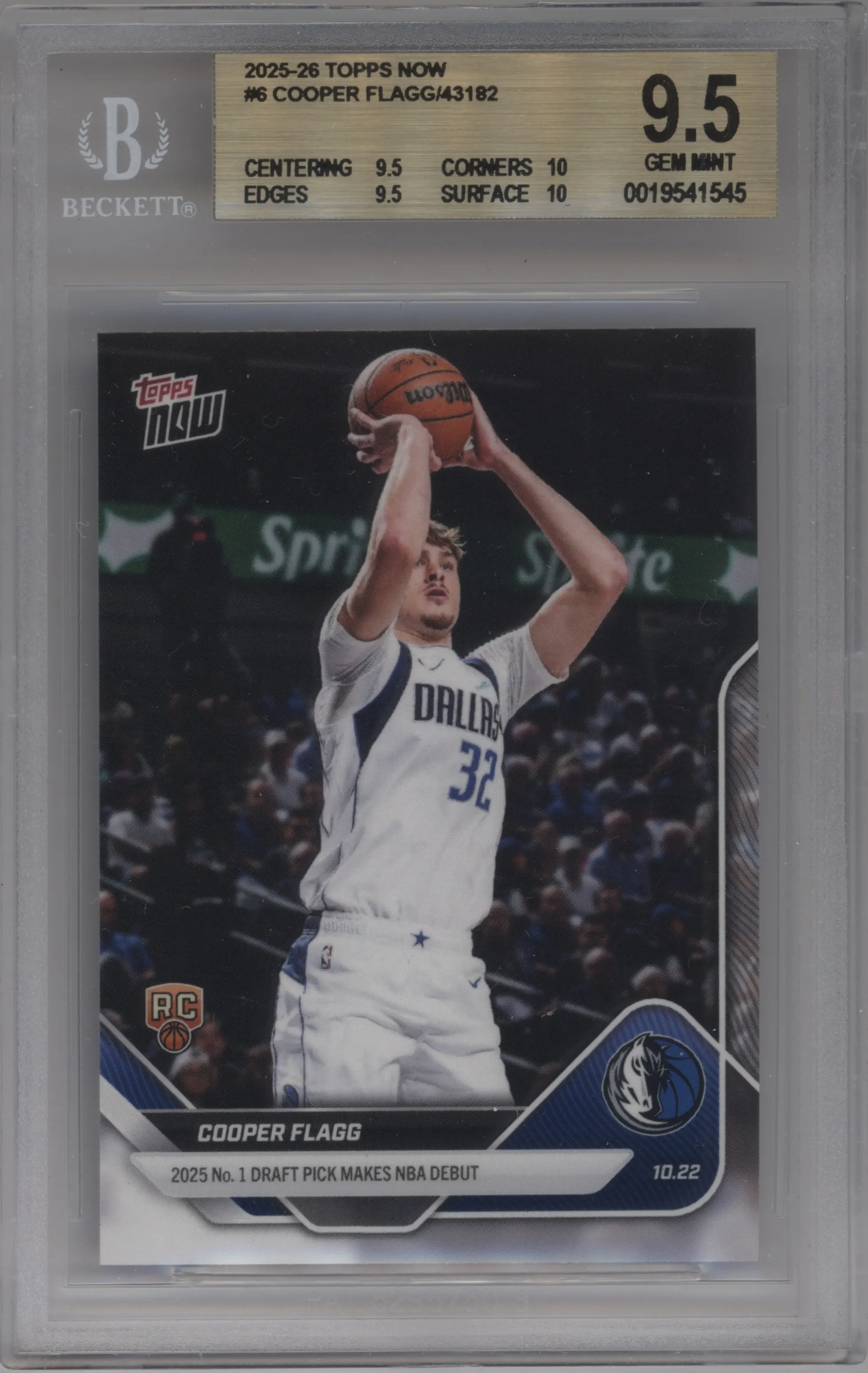 2025 Topps Now Cooper Flagg #6 BGS 9.5