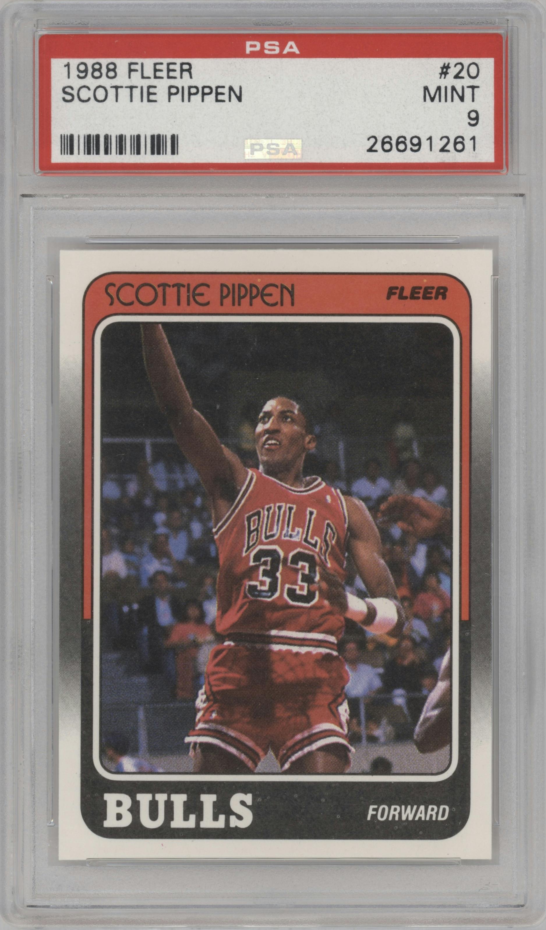 Scottie Pippen from the 1988-89 Fleer set graded by PSA and given an overall grade of 9.