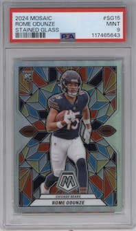 Rome Odunze from the 2024 Panini Mosaic set graded by PSA and given an overall grade of 9.