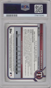Zion Bannister from the 2022 Bowman set featuring a Purple Refractor parallel graded by PSA and given an overall grade of 10.