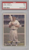 Carl Furillo from the 1957 Topps set graded by PSA and given an overall grade of 5.