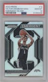 Victor Wembanyama from the 2023-24 Panini Prizm set featuring a Silver Prizm parallel graded by PSA and given an overall grade of 10.