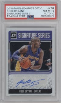 Kobe Bryant from the 2018-19 Panini Donruss Optic set graded by PSA and given an overall grade of 8.