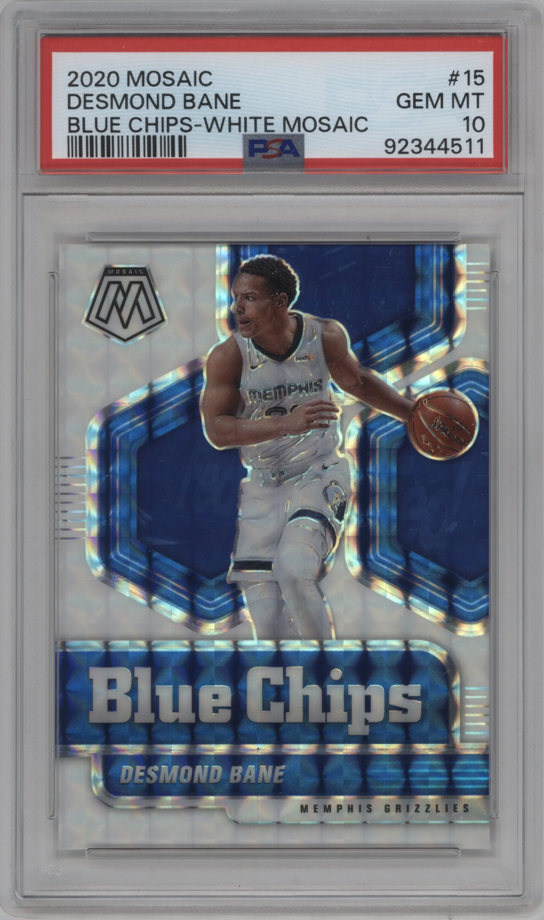 2020 Panini Mosaic Blue Chips Desmond Bane White Mosaic #15 PSA 10