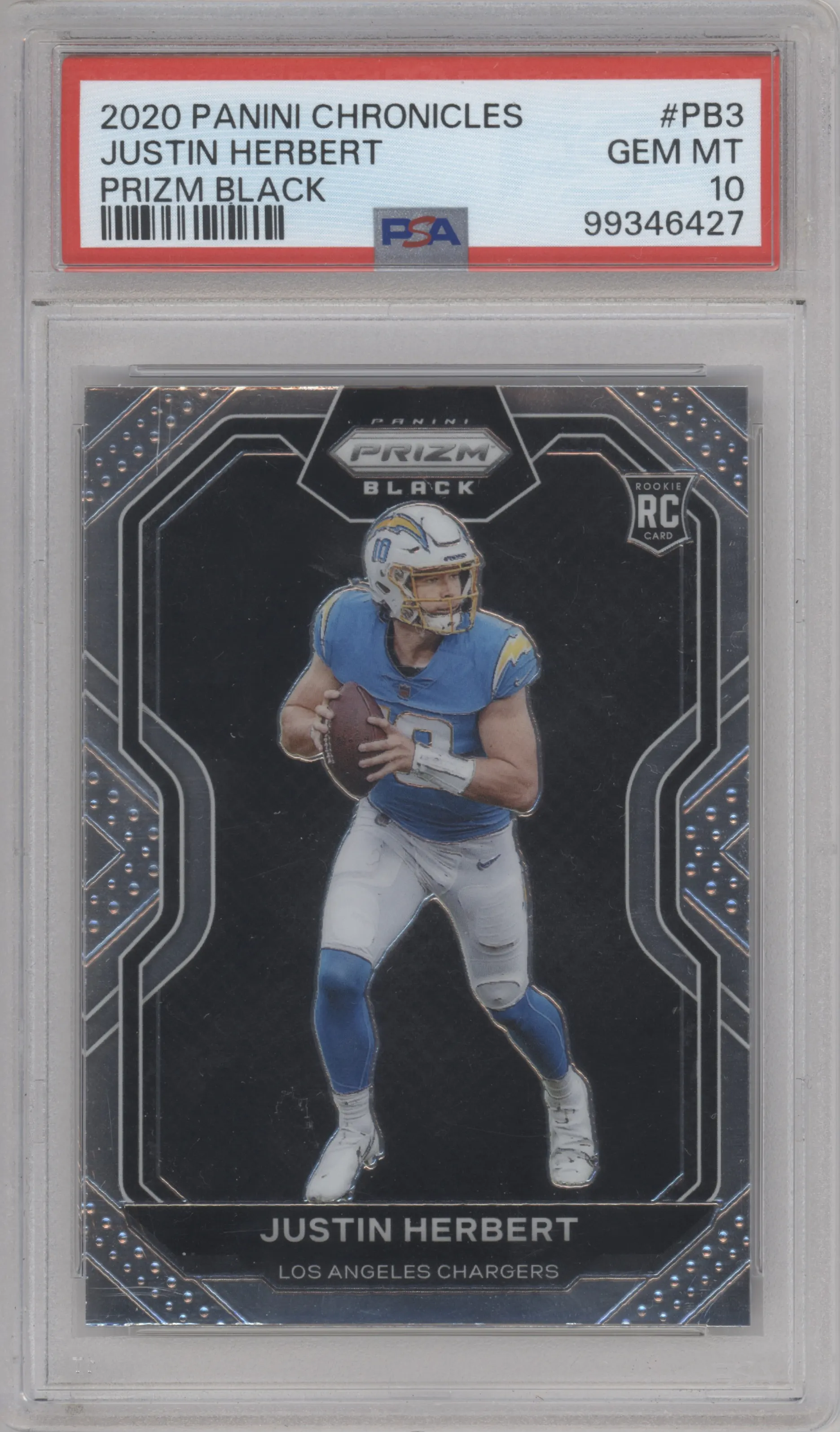 2020 Panini Chronicles Prizm Black Justin Herbert PSA 10