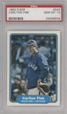 Carlton Fisk from the 1982 Fleer set graded by PSA and given an overall grade of 10.
