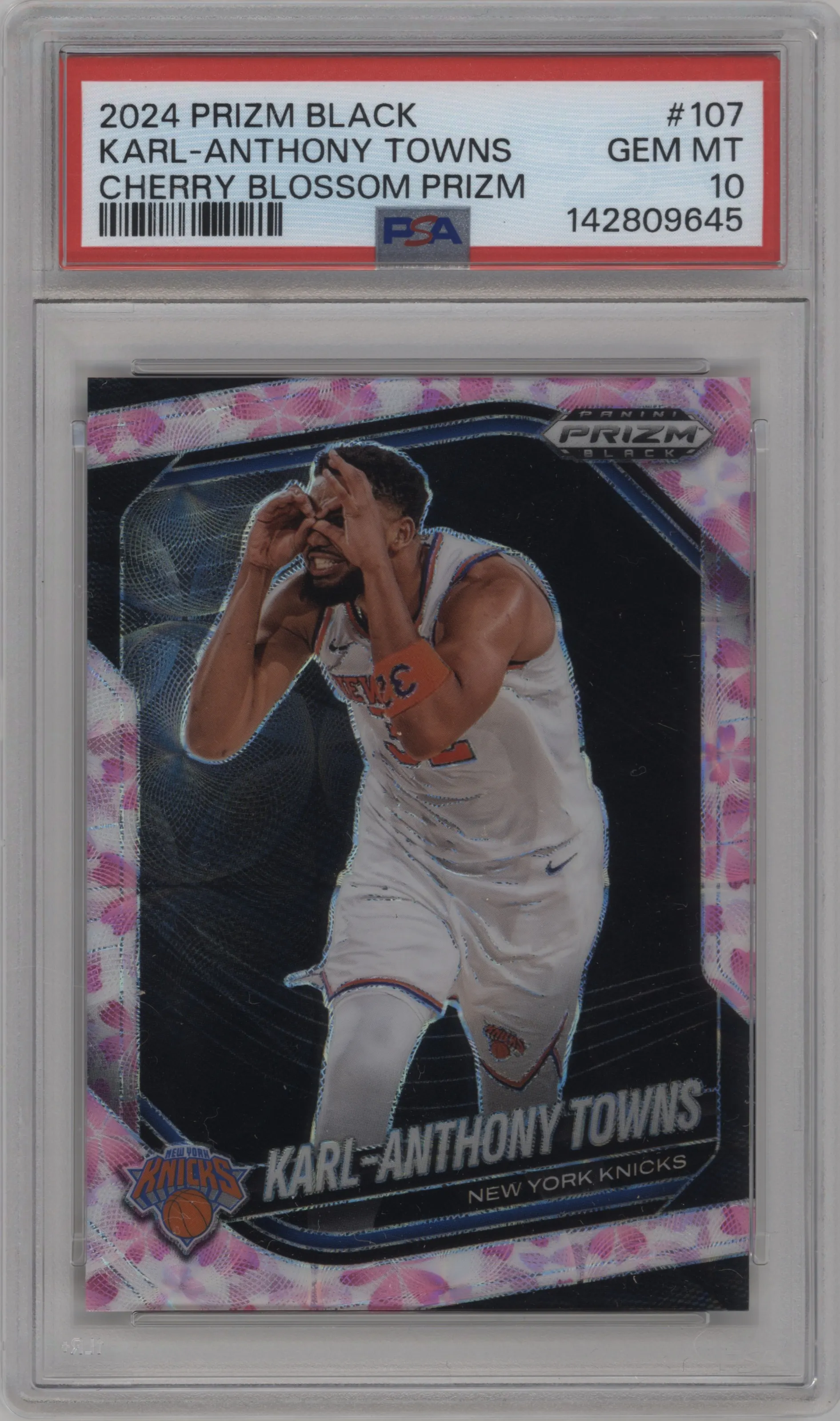 2024 Panini Prizm Black Karl-Anthony Towns Cherry Blossom Prizm PSA 10