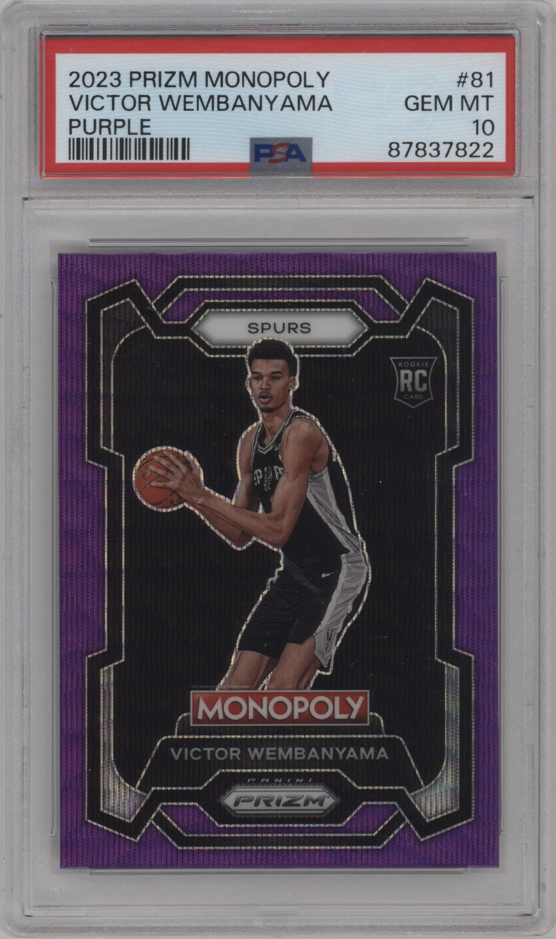 2023 Panini Prizm Monopoly Victor Wembanyama Purple PSA 10