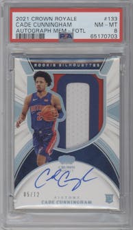 Cade Cunningham from the 2021-22 Crown Royale set featuring a FOTL parallel graded by PSA and given an overall grade of 8.