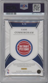 Cade Cunningham from the 2021-22 Crown Royale set featuring a FOTL parallel graded by PSA and given an overall grade of 8.