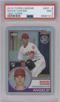 Shohei Ohtani from the 2018 Topps Chrome set graded by PSA and given an overall grade of 9.