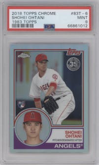 Shohei Ohtani from the 2018 Topps Chrome set graded by PSA and given an overall grade of 9.