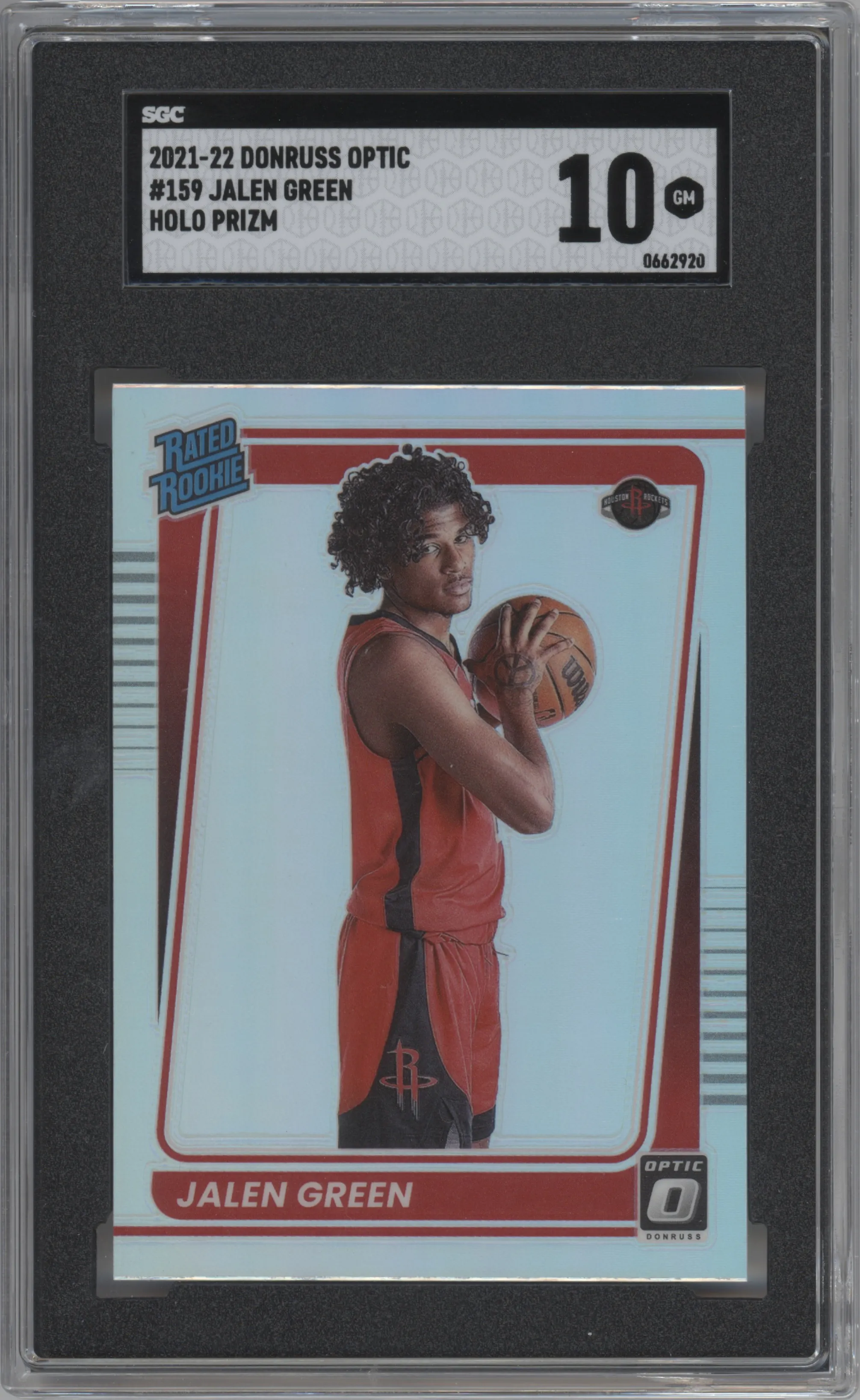 2021 Panini Donruss Optic Rated Rookie Jalen Green Holo #159 SGC 10