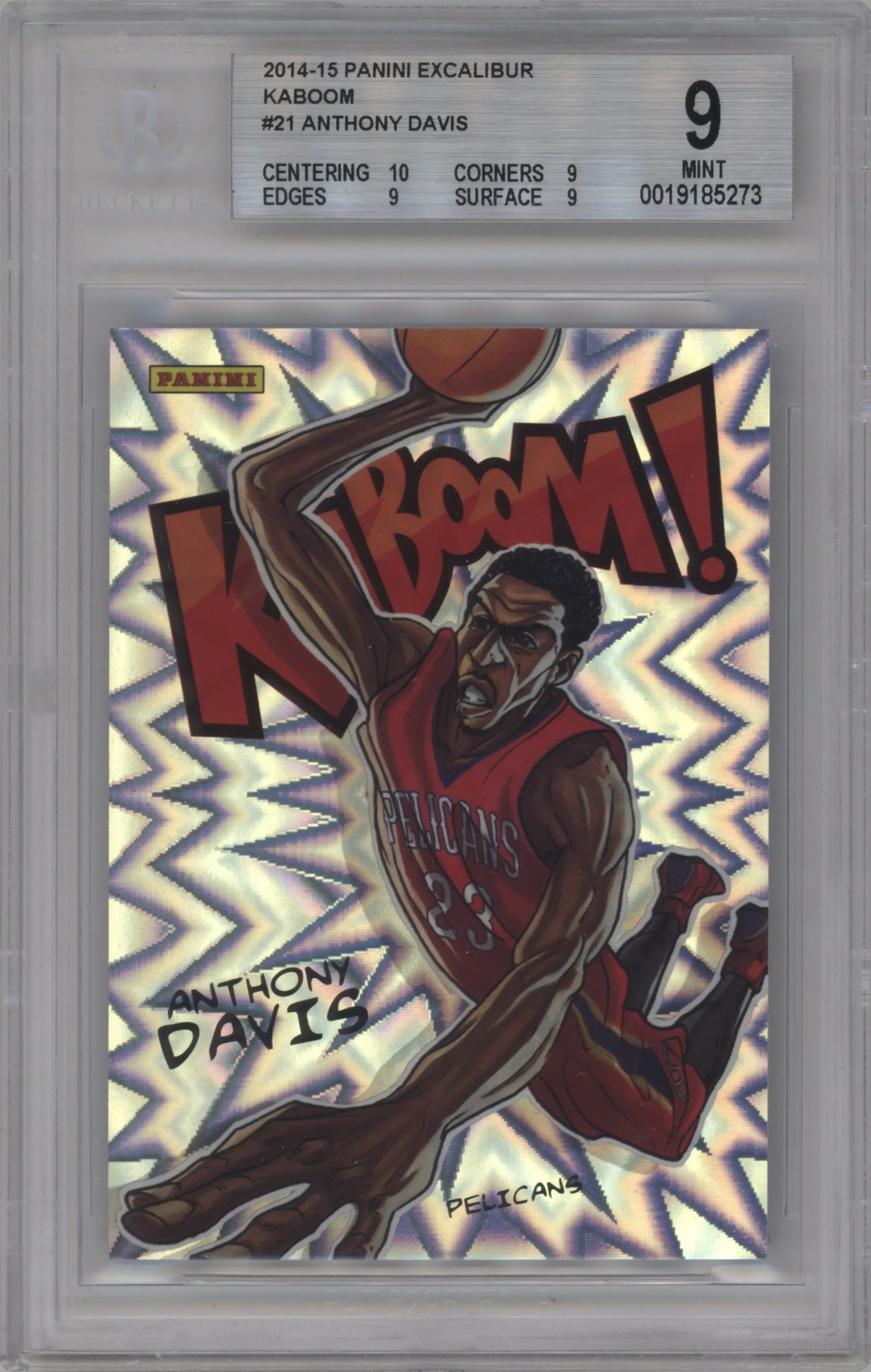 2014 Panini Excalibur Kaboom! Anthony Davis #21 BGS 9