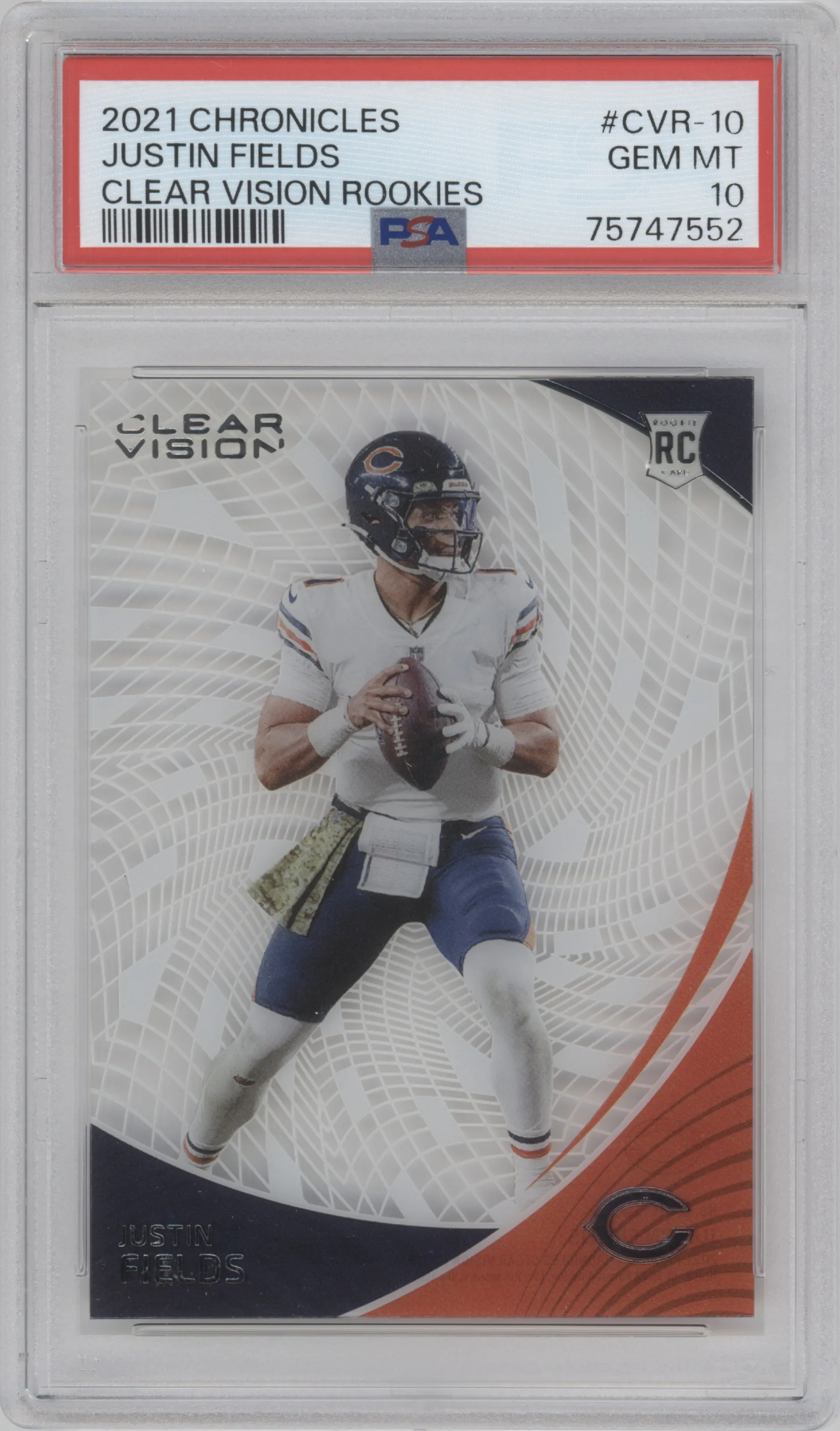 2021 Panini Chronicles Clear Vision Rke. Justin Fields PSA 10