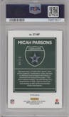Micah Parsons from the 2022 Panini Donruss Optic set featuring a Gold parallel graded by PSA and given an overall grade of 10.