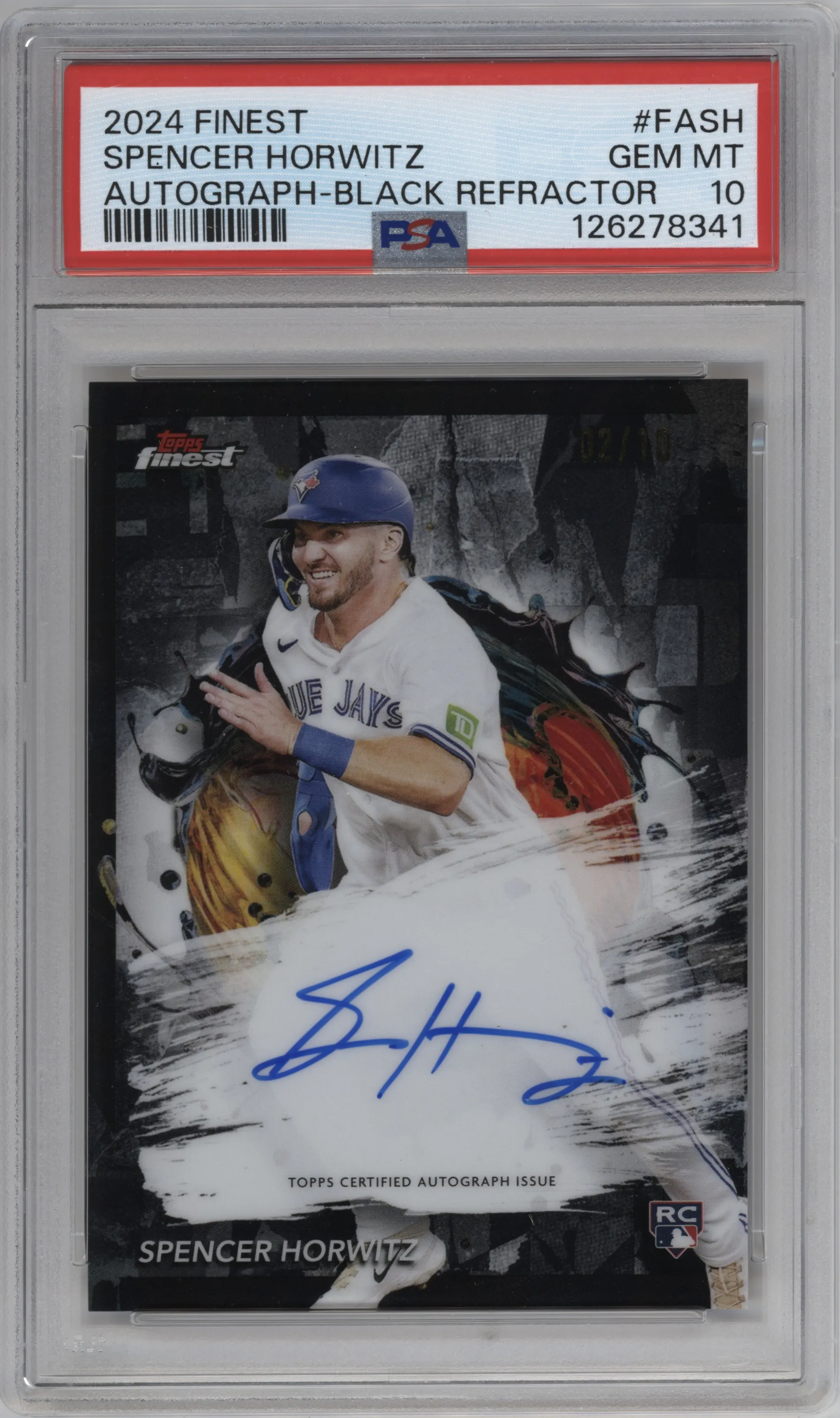 2024 Topps Finest Auto Spencer Horwitz Black Refractor #FA-SH PSA 10