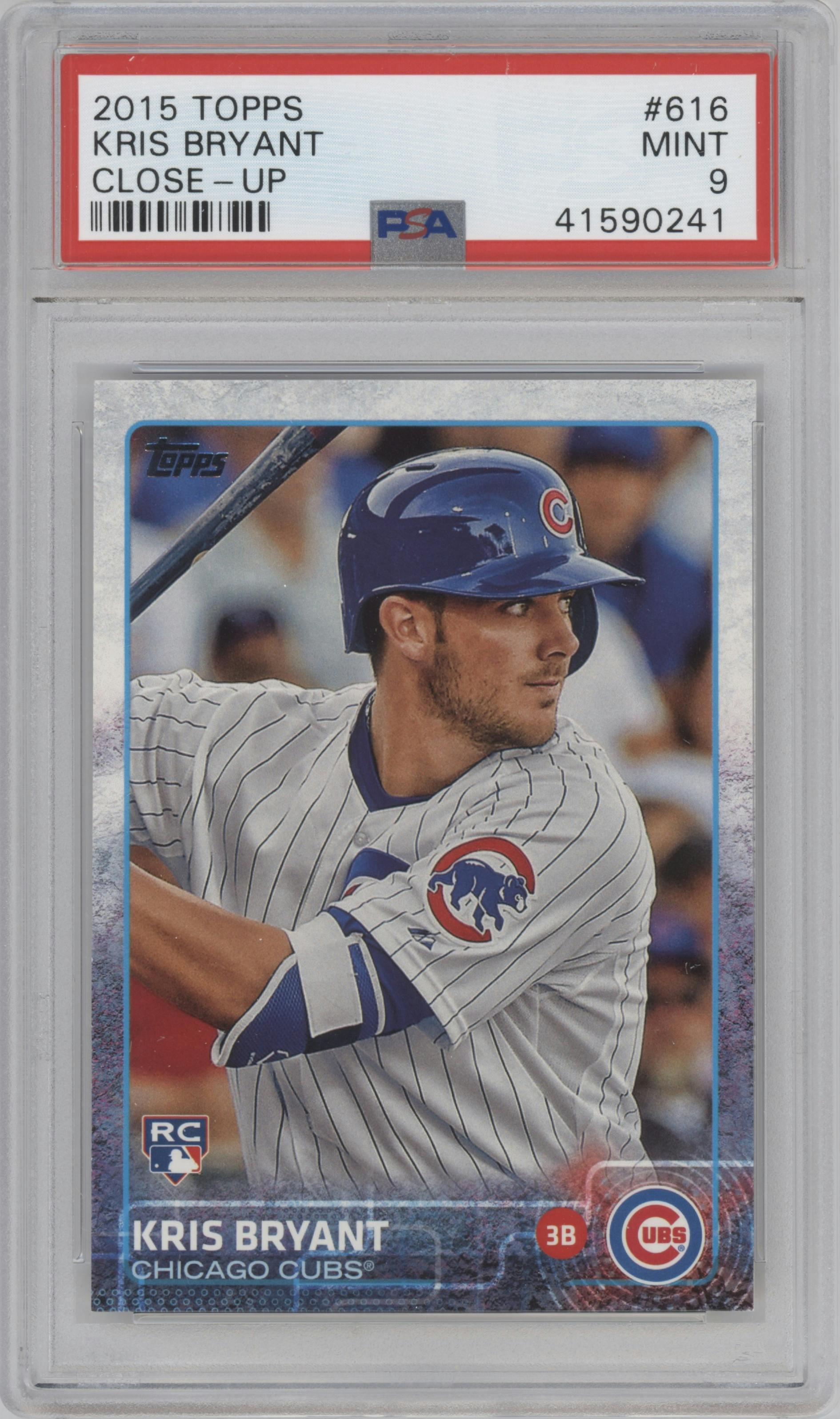 Kris Bryant from the 2015 Topps Series 2 set graded by PSA and given an overall grade of 9.