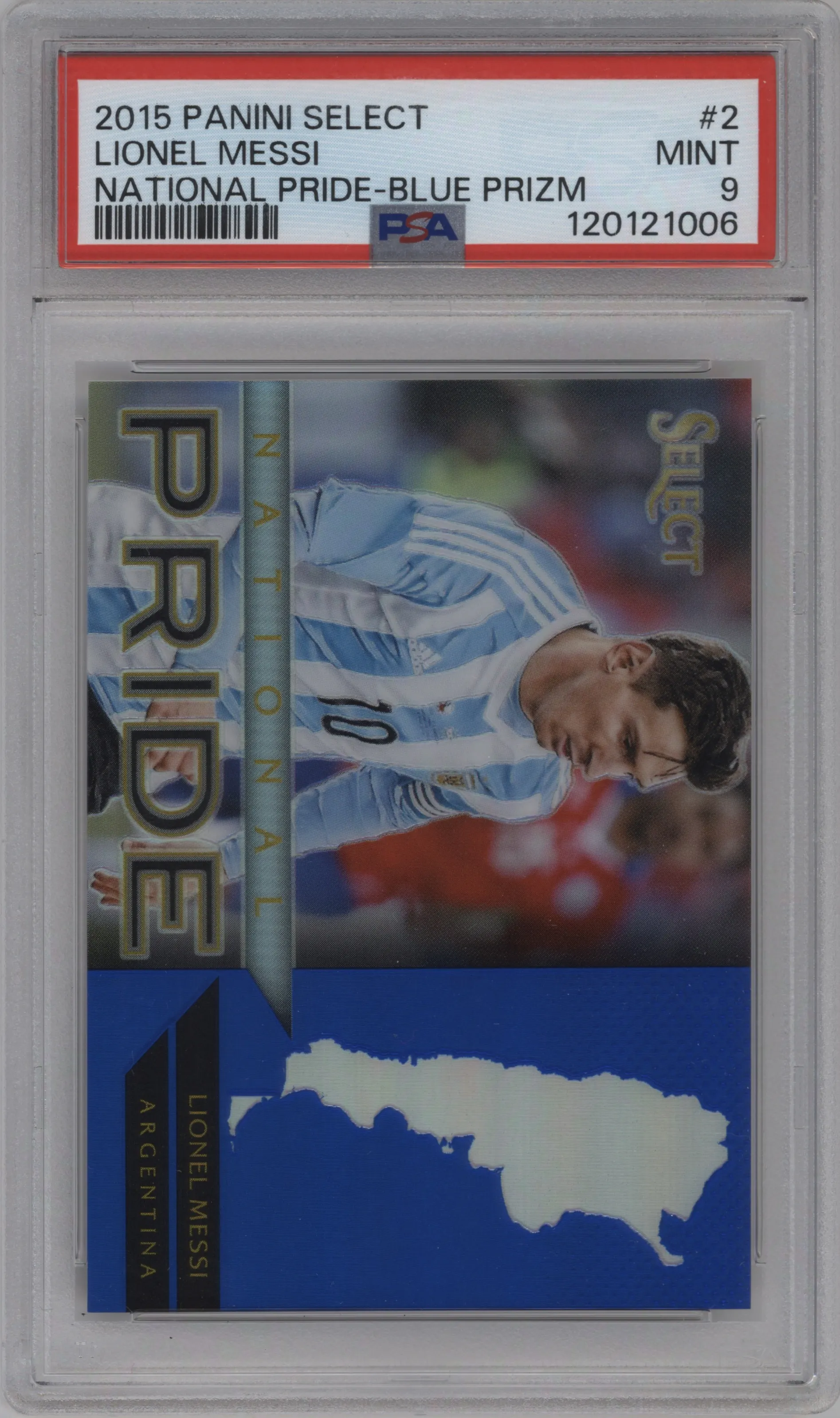 2015 Panini Select National Pride Lionel Messi Blue #2 PSA 9