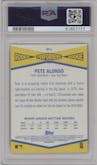 Pete Alonso from the 2019 Topps Heritage HN set graded by PSA and given an overall grade of 10.