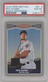 Pete Alonso from the 2019 Topps Heritage HN set graded by PSA and given an overall grade of 10.