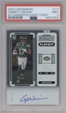 Garrett Wilson from the 2022 Panini Contenders set featuring a Playoff Ticket  parallel graded by PSA and given an overall grade of 9.