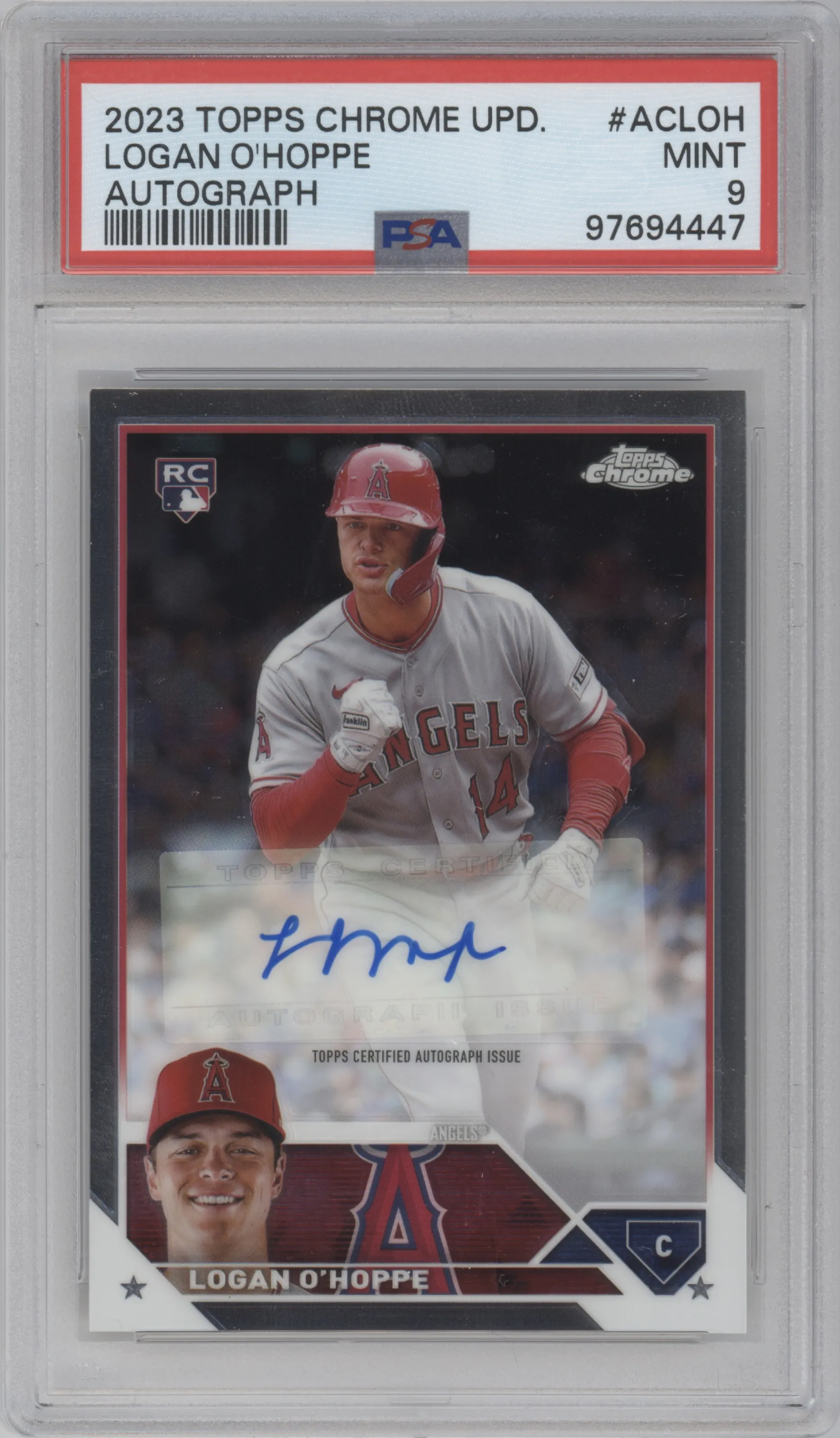 2023 Topps Chrome Update Auto Logan O'Hoppe PSA 9