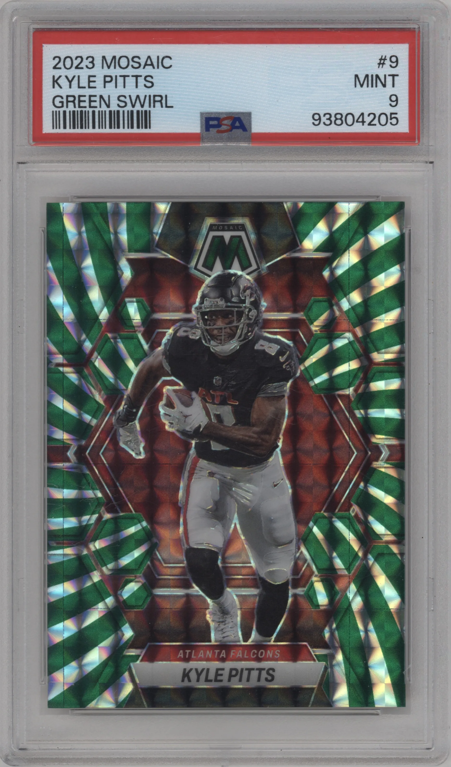 2023 Panini Mosaic Kyle Pitts Green Swirl Mosaic #9 PSA 9