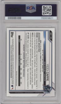 Yiddi Cappe from the 2021 Bowman Chrome set featuring a Black & White Mini-Diamond Refractor  parallel graded by PSA and given an overall grade of 10.