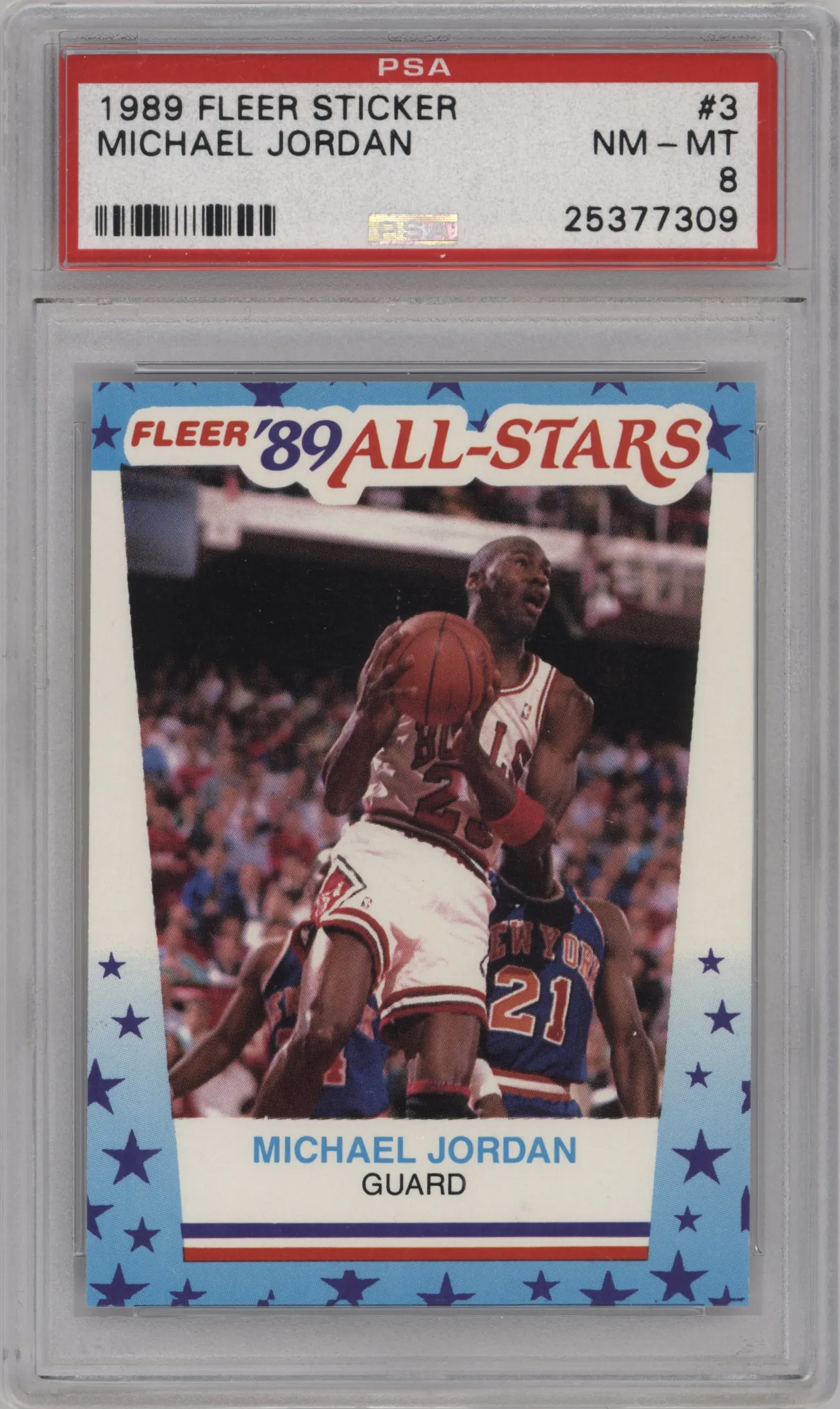 1989 Fleer Sticker Michael Jordan PSA 8