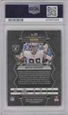 Maxx Crosby from the 2023 Panini Mosaic set featuring a  Genesis parallel graded by PSA and given an overall grade of 10.