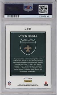Drew Brees from the 2021 Panini Donruss Optic set graded by PSA and given an overall grade of 10.