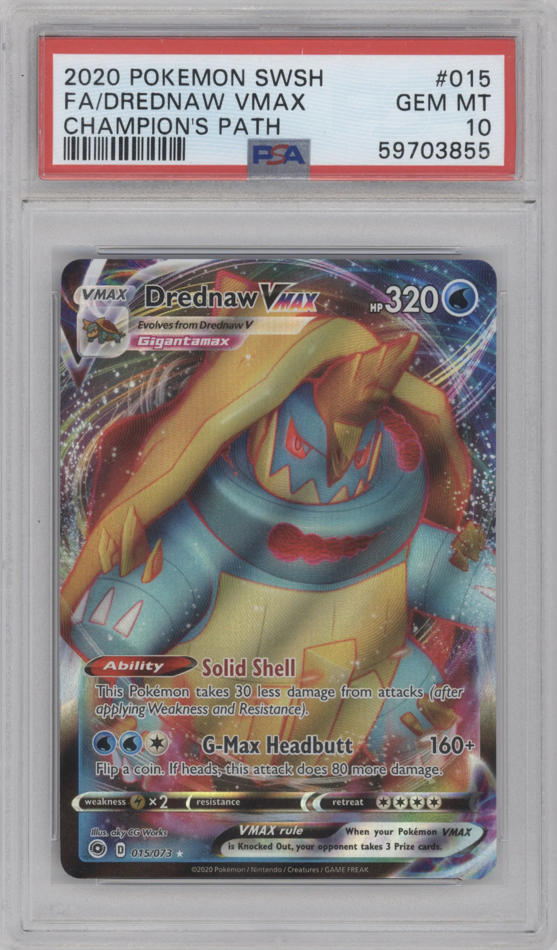 2020 Pokemon SWSH Champion's Path Drednaw VMAX PSA 10