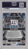 Malik Nabers from the 2024 Panini Prizm set featuring a Green Ice Prizm parallel graded by PSA and given an overall grade of 10.