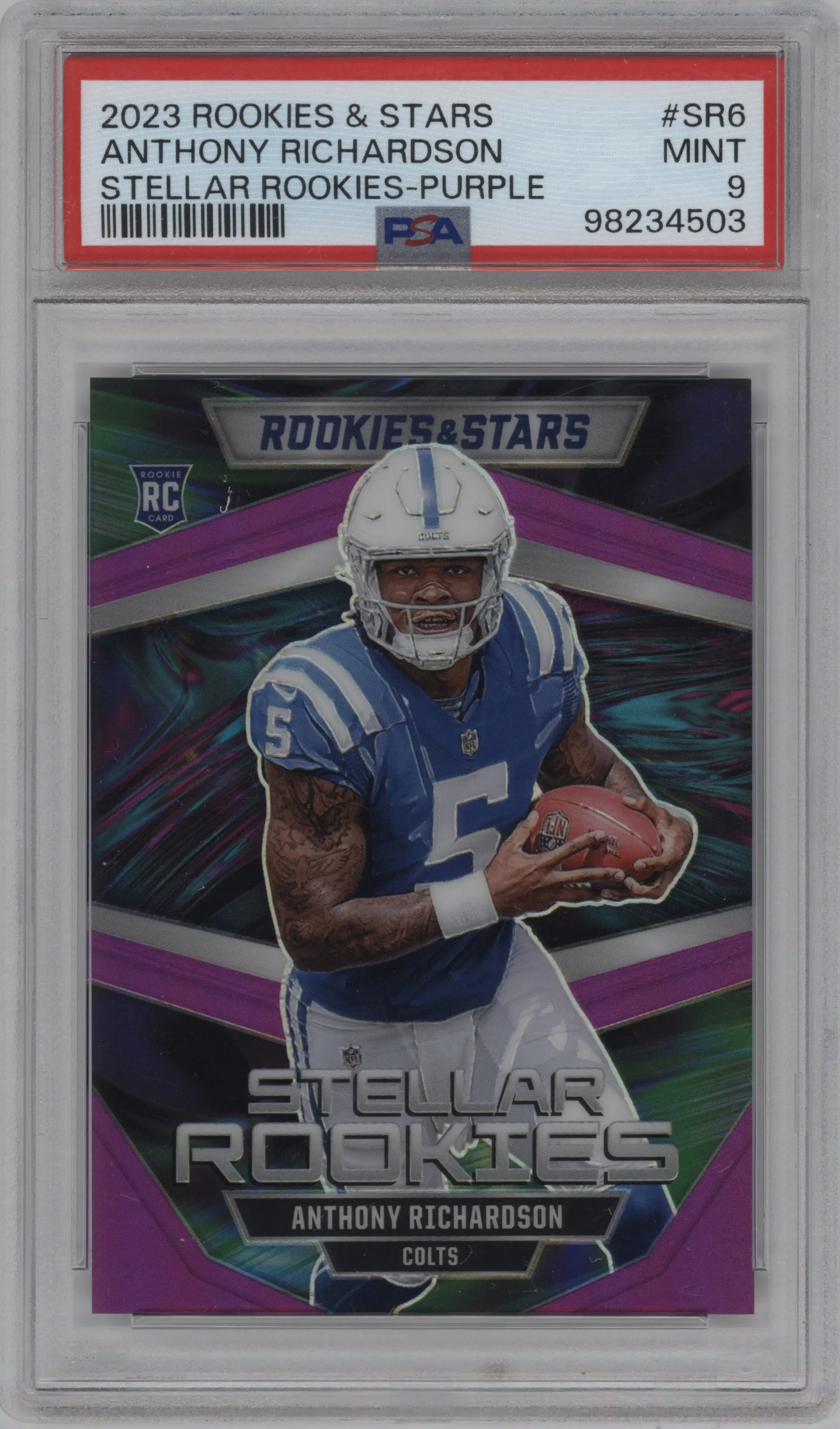 2023 Panini Rookies & Stars Stellar Rookies Anthony Richardson Purple PSA 9